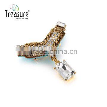 2015 Hottest Fashione Jewelry, geometric shape figaro chain rhinestone dangle brooch jewelry