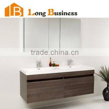 Wall mounted Artificial stone top laminate bathroom vanity with mirror cabinet