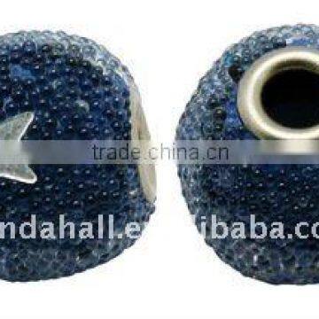 Handmade Indonesia Beads, with Brass Core, Round, SteelBlue, about 14x13.5mm, hole: 3.5mm(IPDL-A010-39)