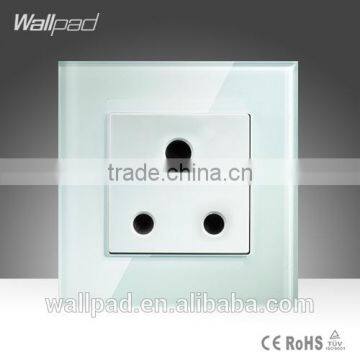 2015 China New Products Wallpad Luxury White Crystal Glass 3 Pin 15A UK Outlet Wall Light Electric Switch Socket