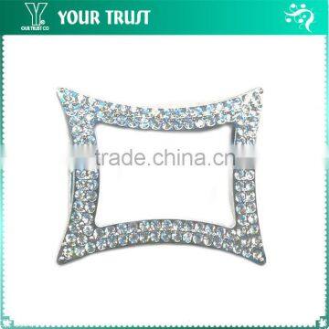 2MM Clear Cystal Rhinestone D Square Simple Frame Rhodium Metal Belt Buckle