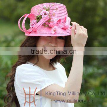 Summer / Spring Beautiful Pink Straw Hats For Young Lady photo-6