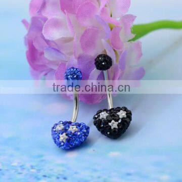 Fashion Heart Shape Belly Button Rings, Rhinestone Navel Piercing Jewelry, Stainless Steel Navel Rings photo-4