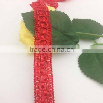 braid polyester cord gorgeous thin flat red scalloped lace trim