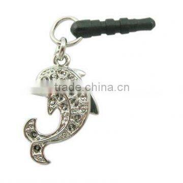 crystal dolphin earphone dust cap plug for phone,designed by (C) charis,OEM service