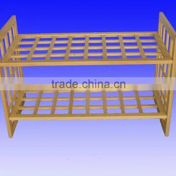 Solid pine wood shoe rack in reddish brown color