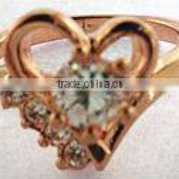 Rose Gold Plated Sterling Silver Heart Shaped Rings with Stone SC089