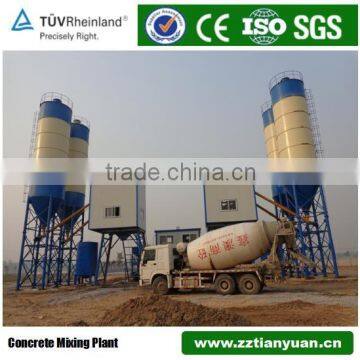 Portable HZS50 Concrete Mixer Plant With Cement Silo