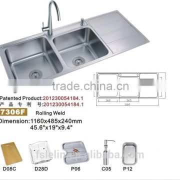 LELIN stainless steel kichen sinks with single bowls LL-7306F