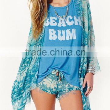 Summer Casual for Ladies' sublimation print Chiffon kimono cardigan - SYK15195