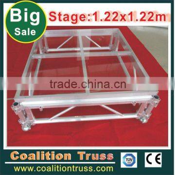 Factory directly 1.22x1.22m Transparent wedding stage glass stage acrylic stage