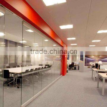 Toughened glazed glass partition wall panel