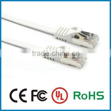 APBG white nickel plated flat 1m 2m 3m 5m cat6 shielded stp patch cord cable