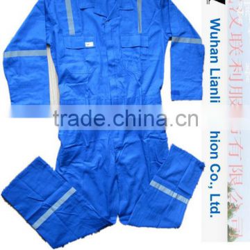 blue mens breathable coverall with reflective tapes