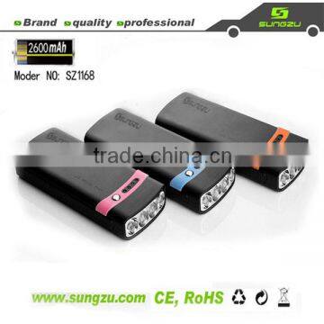 2600mAh sound quality portable Power Bank with LED flashlight