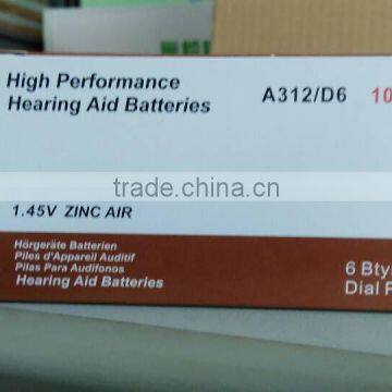 A312 1.4v 180mAh zinc air cell battery fdfs