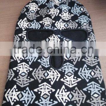 Black and white printed fashion winter warm balaclava hats in bulk