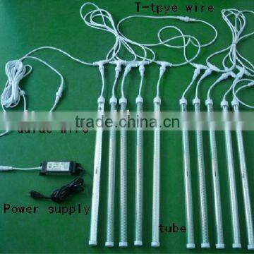 led meteor light,10pc tubes/set,80cm long,26mm diameter+1 Pcs power supply +1 pcs 8 M Guide wire + 2 pcs 5 M T-type wire)