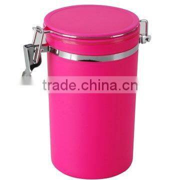 plastic round air-tight storage canister with lid