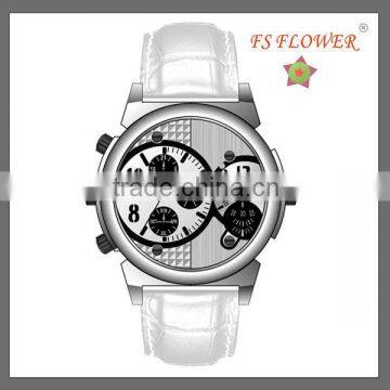 Wholesale 2014 New Design Dummy Dial White Leather Fashion Cheap Alloy Watch