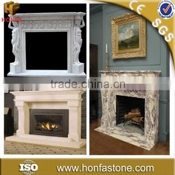 2015 Honfa new antique marble fireplace,marble fireplace mantel with flower carved