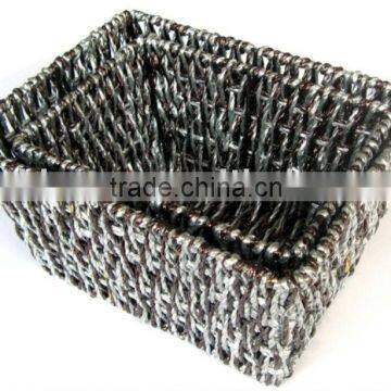 Square Plastic Rattan Storage Basket Set Of Two