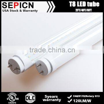 Clear cover single pin 5 years warranty 1200mm 18w T8 led tube