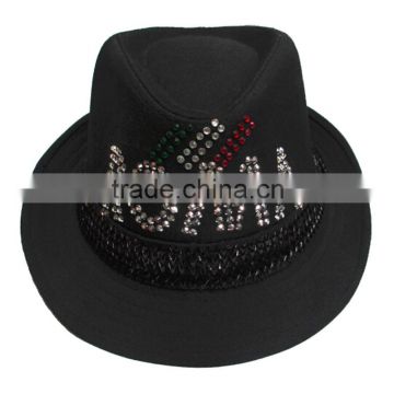 Cheap short brim polyester fabric fedora hats wholesale