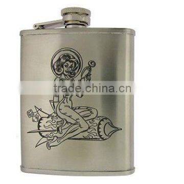 8 oz brushed finish stainless steel flask