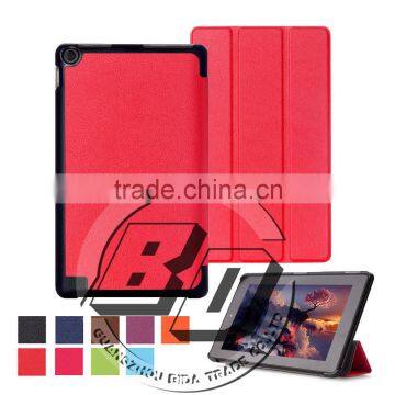 New Arrival Popular PU Leather Wallet And Folio Three folding tablet case For 2015 Amazon New Fire 7 fast delivery