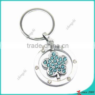 silver metal rotatable rhinestone key chain