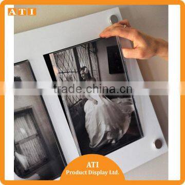 ATI supplier Clear plastic acrylic wall mount display shelf Wall mount photo frame