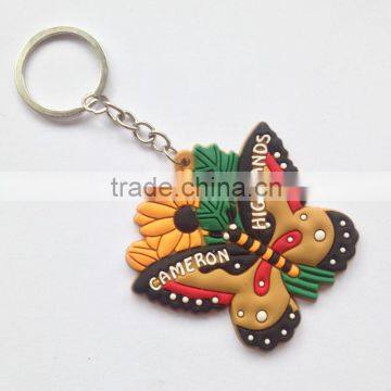 Wholesale Butterfly Shaped Metal Keychain Soft PVC Rubber Fashion Key Chain photo-2