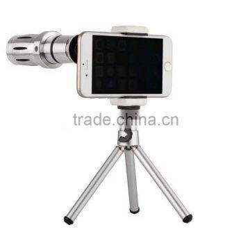 aluminum fiber camera super 12x zoom telephoto camera lens with mini tripod