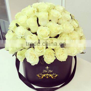 Hot sale Storage Box of waterproof paper round flower box With Lid Ribbon Handle