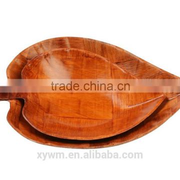 Natrual Woven Wooden Red Leaves Plate