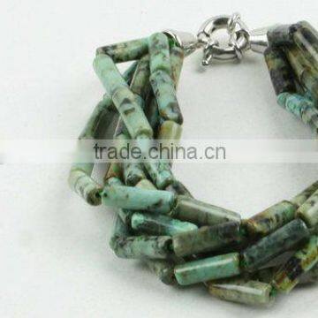 African turquoise tubes-6 strings bracelet