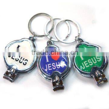 new design I heart Jesus nail clipper,alloy nail clipper keychain