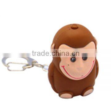 Monkey shape led keychain light with sound flashlight torch led light
