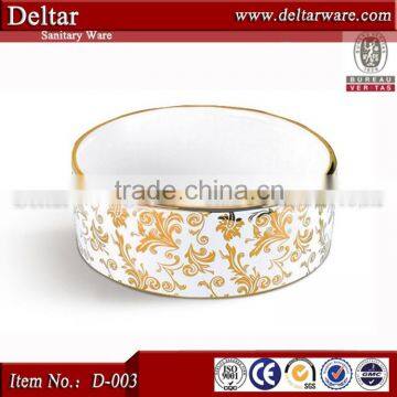 Cheap Golden Wash Basin_Wash Basin With Golden Flower Picture_Golden/Sliver Art Basin