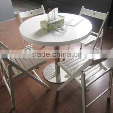 Round Solid Surface Dining Table , Solid Surface Table Top With Stainless Steel Table Base photo-2