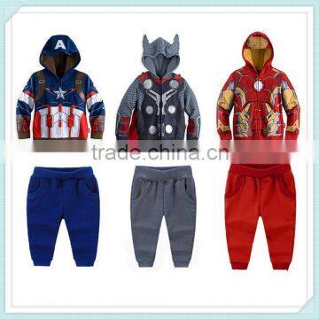 Autumn Avengers Boys Clothing Set Captain America Iron Man Tracksuit Cartoon Super Hero Costume Anime Hoodie Suit