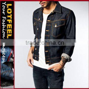 High quality raw denim man jeans jacket pakistan xxx jacket jeans(LOTN050)