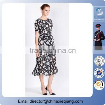 2016 Fashion Ladies Designer Floral Dress Women Casual Dress