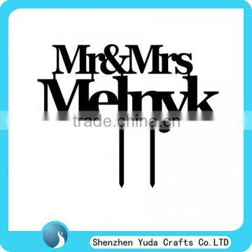 Mr&Mrs with Surname Bride & Groom Silhouette Acrylic Cake Topper