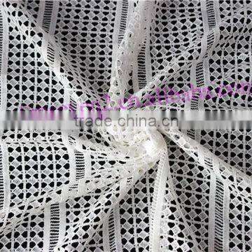 2016 Fancy Square Design Polyester Fabric, White Color Viscose Mesh Fabric Wholesale