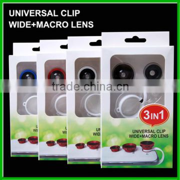 Universal clip 3 In 1 wide Angle Macro Fisheye Mobile Phone Camera Lens For iPhone 4S 5S 6 For Samsung