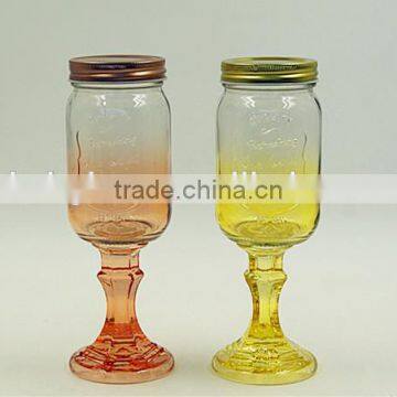 Colored Mason Jar Stitching Base With Metal Lid and Straws photo-2