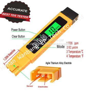 Portable Digital TDS-3 Pen Water Quality Purity Tester TDS EC Meter Water Filter Measuring with Titanium alloy