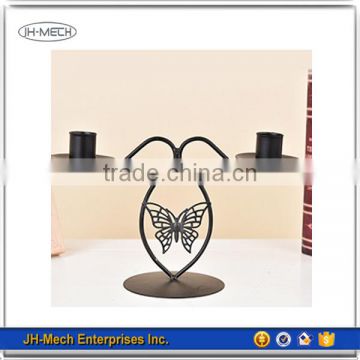 Black powder coated finish decorative iron candle holder